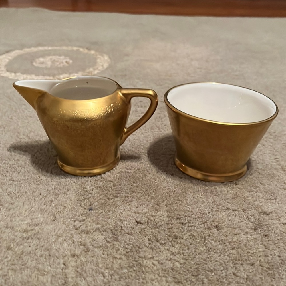 China milk pitcher and sugar bowl by Pickard.